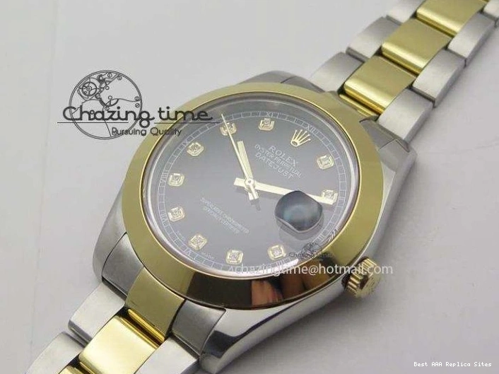 Best AAA Replica Sites 3978 On Bracelet Dial Black 116203 Best Diamond SS Oyster DateJust YG A UrbanStyle Edition BP-Maker 36MM 1225